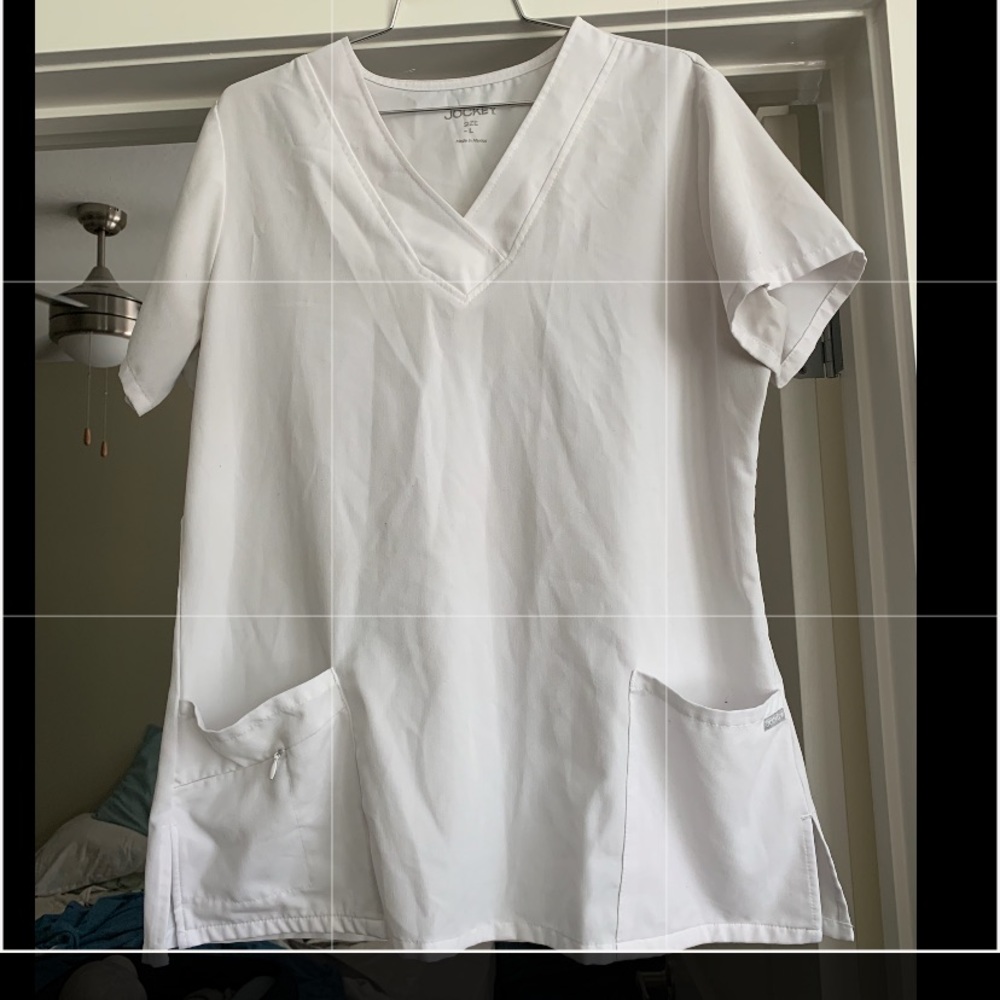 White Large Jockey Scrub Top